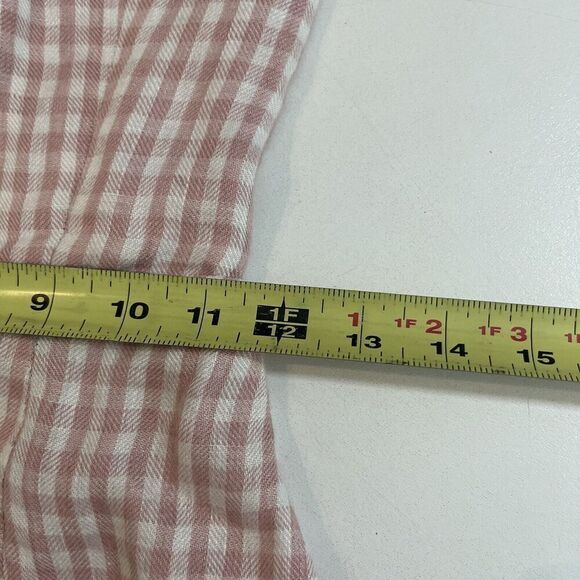 Reformation Roarke Mini Dress Women’s 2 100% Linen Pink White Gingham Plaid - Picture 6 of 7